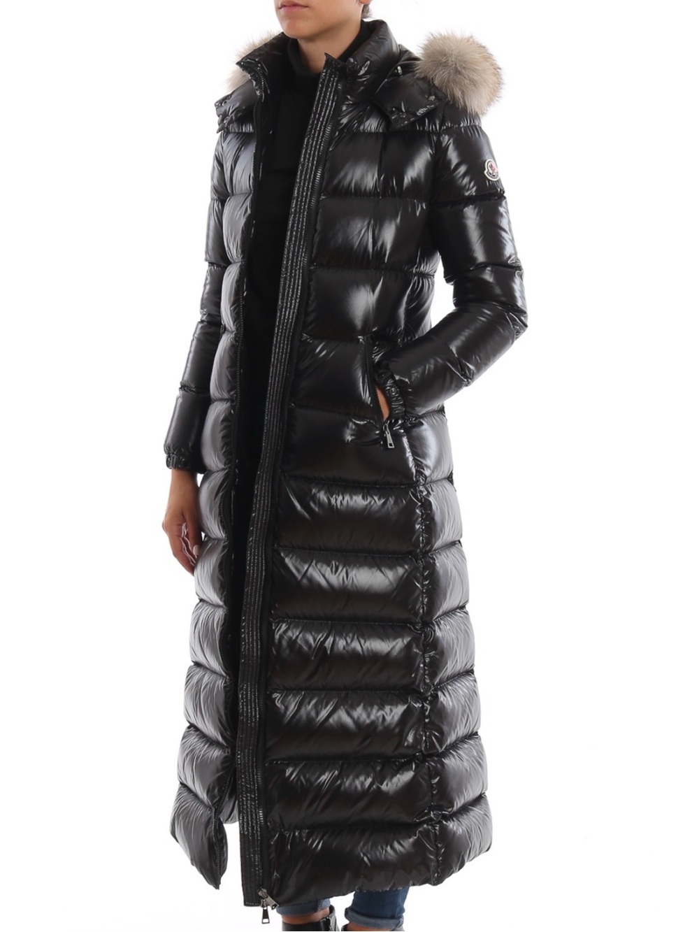 Moncler Black Puffer Jacket with Fur Trim